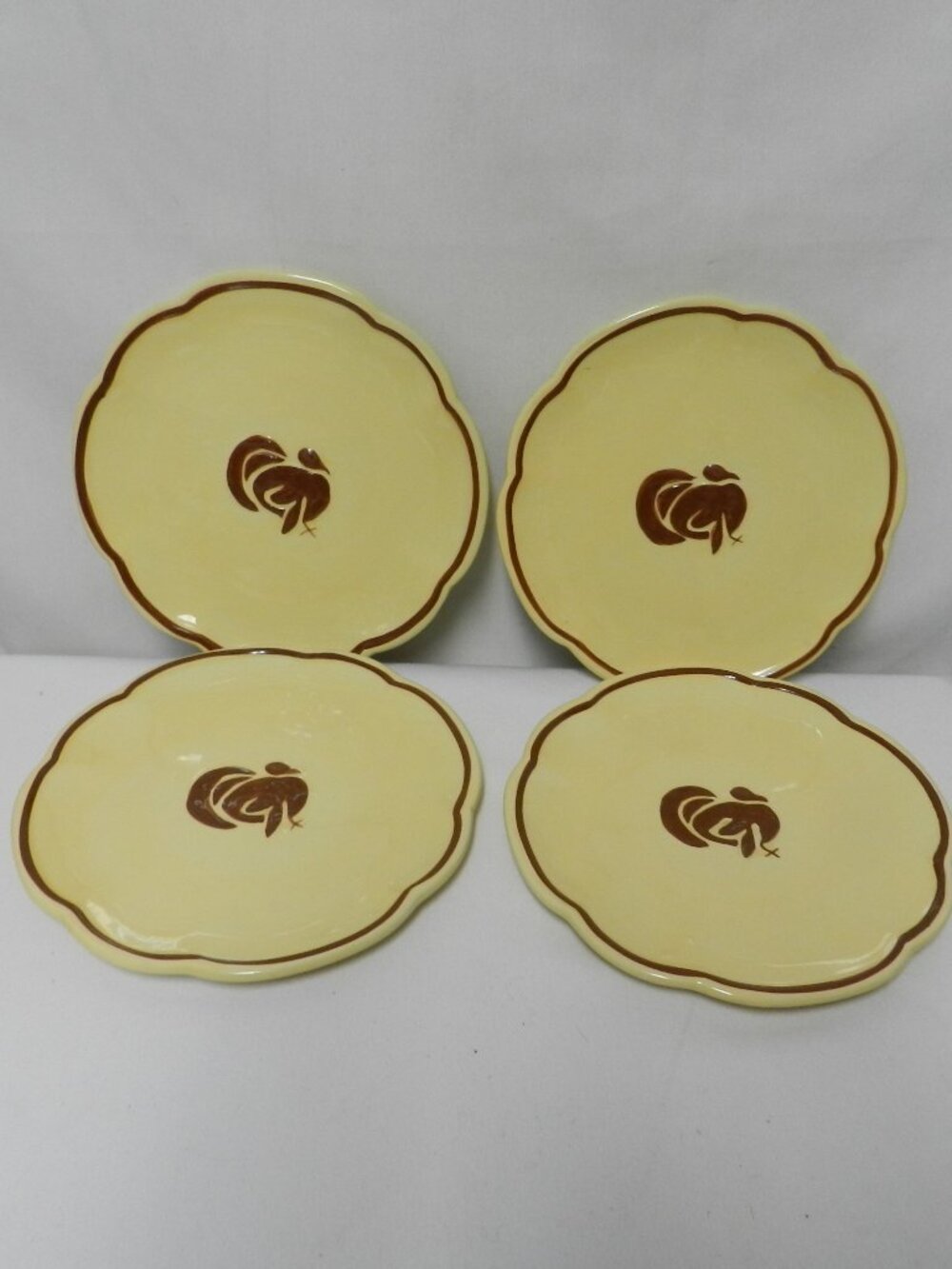 TAG Turkey Starter Salad Side Dessert Snack plate set 4 micro dish 8" yellow